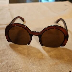 NEW Sunglasses Brown round tortoise shell plastic frame travel vacation summer